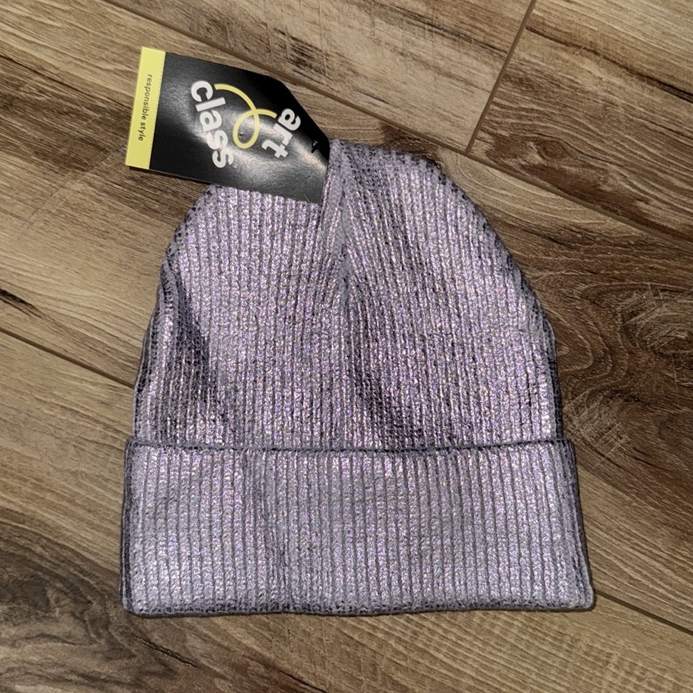 NWT Art Class Girls' Knitted Cuffed Beanie Hat | Purple | One Size - Picture 2 of 2
